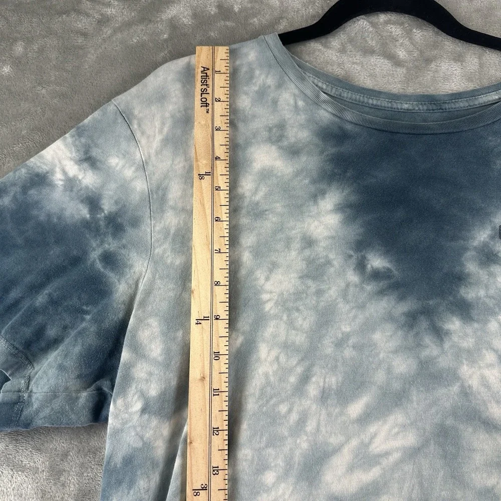 True Religion T-Shirt Men's L Ocean Waves Blue Tie Dye Buddha Short Sleeve